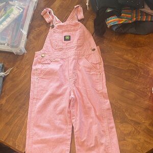 John Deere Pink Striped Overalls 5t